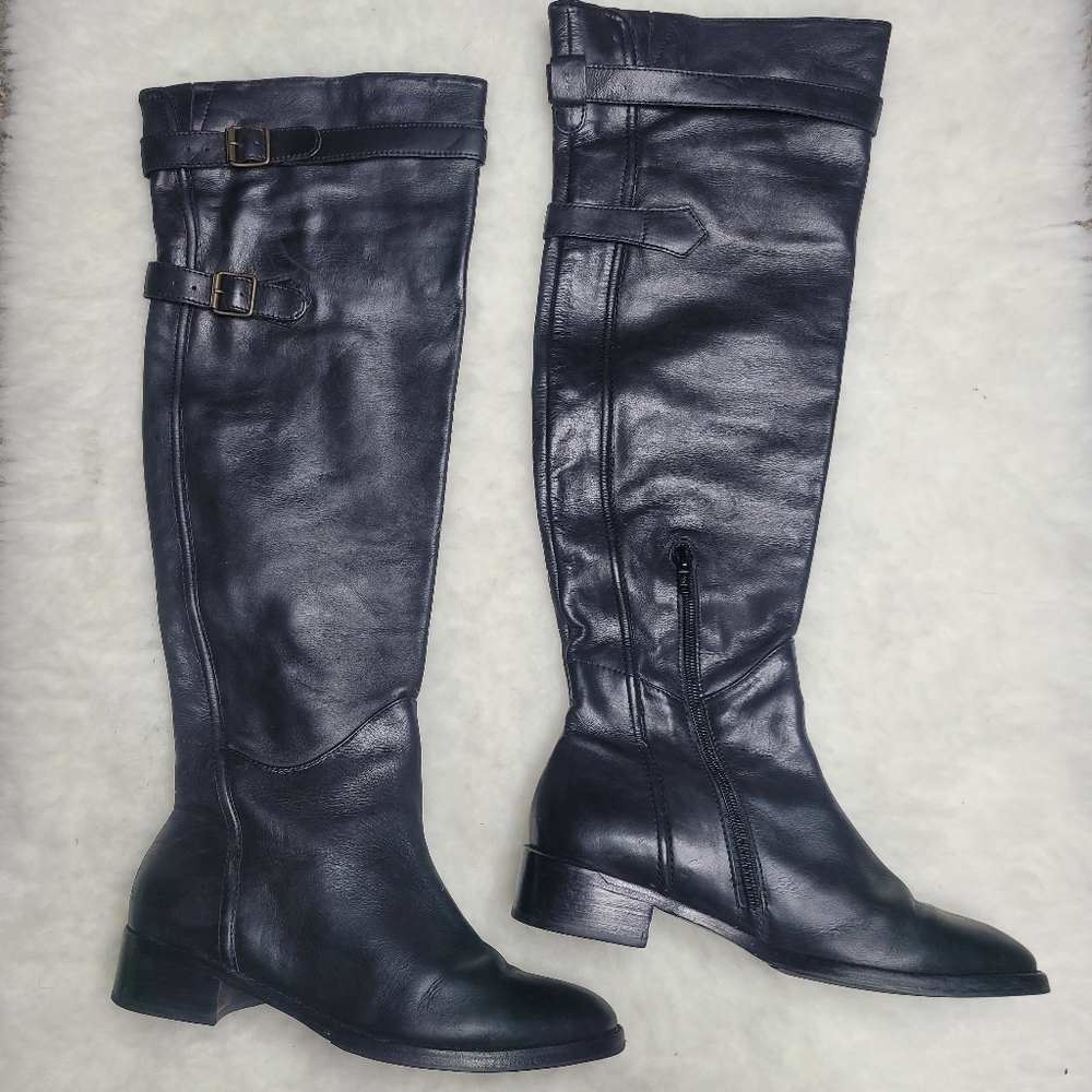 Steven black over the knee leather boots size 7